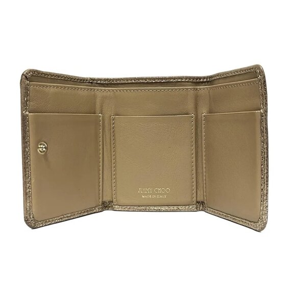 JIMMY CHOO - Gold Leather Trifold Wallet - Picture 3 of 5
